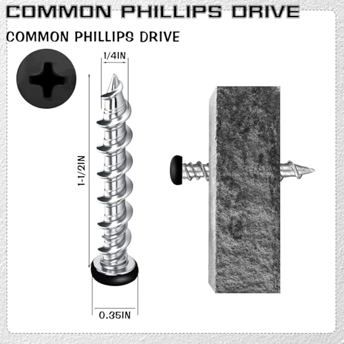Blulu 100 Pcs Drywall Anchors 1/4 X 1-1/2 Inch Black Self Drilling Screws - color: Black, size: 1/4 x 1-1/2 Inch