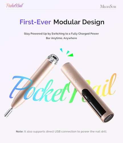 MelodySusie Pen-Shaped Cordless Nail Drill PocketNail PC100GR for Beginners - color: Basic - Gold