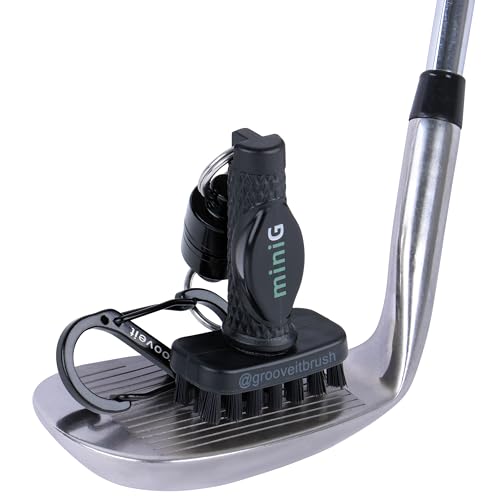 Grooveit Mini Golf Brush The Small MiniG 'Dry Scrubber' Features A Detachable Magnet, Heavy-Duty Nylon Bristles, and 3-Yr Warranty - Used On All Professional Golf Tours - Golf Accessory of 2023 - color: Black