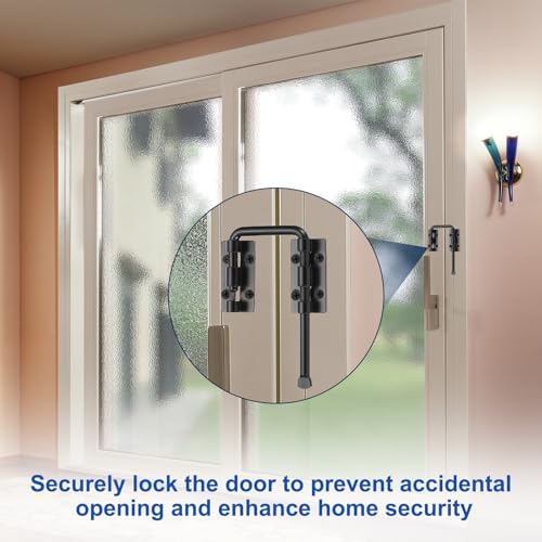 PATIKIL Patio Sliding Door Loop Lock 2-2/5" Black 3 Set for Window/Screen - color: Black