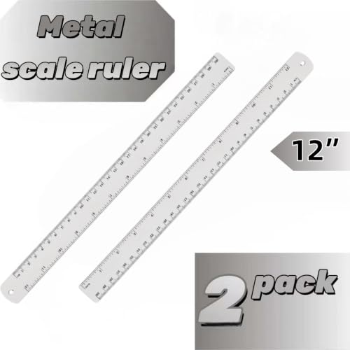 Unjoo Stainless Steel Ruler, 2-Pack, 12 Inch/30 cm Dual Scale Ruler - size: 12 inch 2 pack