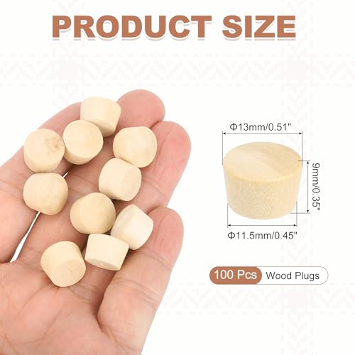 MECCANIXITY 100 Pcs Wood Plugs, 1/2" Flat Head Wood Plugs for Screw Holes Wooden Screw Hole Covers for Furniture Cabinets DIY Projects Assortment Kit - size: 1/2"