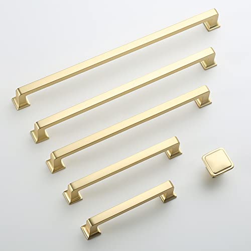 9BUILD 10 Pack 10 Inch Brushed Brass Cabinet Pulls,Kitchen Hardware - color: Brushed Brass, size: 10"/256MM Hole Center