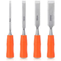 4 Piece Wood Chisel Sets Woodworking Tools Set, Wood Chisels for Woodworking with Steel Hammer End, Wood Tools Chisel Set Woodworking with Ergonomic Plastic Handle, 6mm, 12mm, 18mm, 24mm - size: 4 Pack