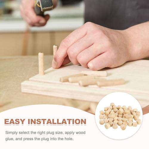 MECCANIXITY 100 Pcs Wood Plugs, 13/32" Flat Head Wood Plugs for Screw Holes Wooden Screw Hole Covers for Furniture Cabinets DIY Projects Assortment Kit - size: 13/32"