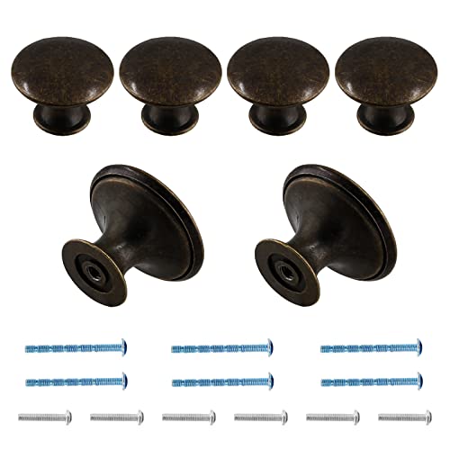 Black Cabinet Knobs 1.18" Diameter, 6 Pcs - color: Antique Bronze, size: 6 Pack