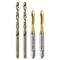 uxcell Metric Tap & Drill Bit Set, 2pcs M4 x 0.7 Spiral Point Thread Taps Titanium Coated and 2pcs 3.3mm Twist Drill Bits Roasted Yellow, Screw Tapping Threading Tools - size: M4 x 0.7 + 3.3mm