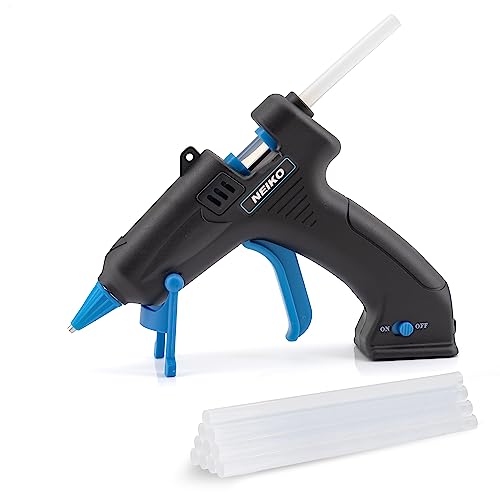 NEIKO 02660A Cordless Glue Gun, 15W Rechargeable Hot Glue Gun, 10 Glue Sticks Included, Wireless Anti Drip Nozzle Mini Glue Gun with Stand for Arts and Crafts, Mini USB Charging Port, Insulated Nozzle - style: Cordless Glue Gun