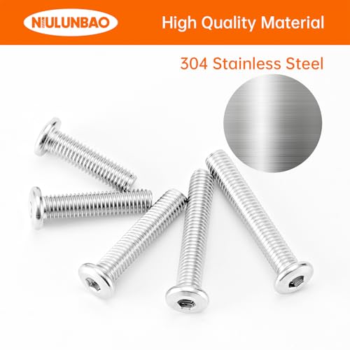 M8 x 30mm 35mm 40mm 45mm 50mm Flat Round Head Hex Socket Cap Screws Bolts, Furniture Screws, 304 Stainless Steel, Allen Hex Drive, Metric Fully Threaded, Bright Finish, Assortment Kit 25PCS - size: M8 x 30/35/40/45/50mm (25PCS)