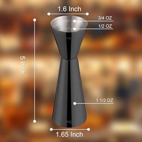 Briout Double Cocktail Jigger for Bartending, 2 OZ & 1 OZ, Flat Edge Black - color: Black, size: Flat Edge-1oz/2oz-1PC