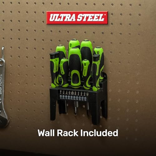 21PC Screwdriver and Bit Set, Plastic Storage Rack