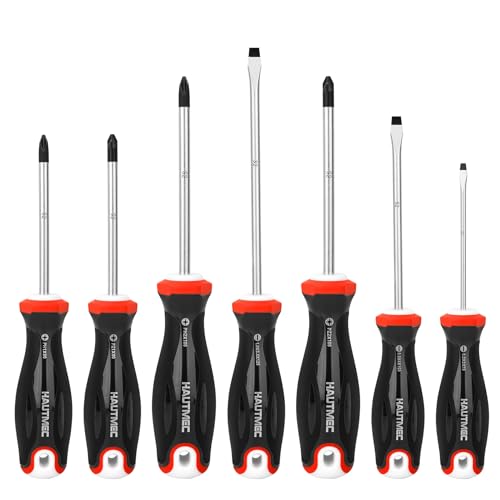 HAUTMEC 7PCS Pro Magnetic Screwdriver Set With Forged S2 Shanks, Magnetic Tips Screw Driver Set and Tri-Material Cushion Grip for Automotive Repair and Site Renovation - color: Magnetic Screwdriver