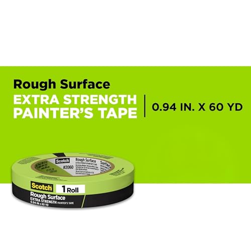 Scotch Rough Surface Painter's Tape 2060-24AR-BK, 0.94 in x 60.1 yd (24mm x 55m), Green, 36 Rolls, Contractor Pack, Clean Removal, No Residue, Textured & Hard-to-Stick Surfaces - size: 36 Pack
