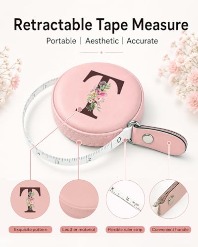Maicican Retractable Tape Measure, Pink Leather Sewing Measuring Tape, T - color: Tape Measure-Pink T