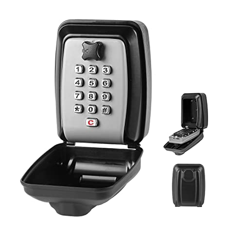 Key Lock Box, Wall Mounted Key Storage Box with 12-Digit Keyboard Combination, Resettable Code, Large Capacity, Waterproof Security Lock Box for Home, Office, Outdoor - style: Generic