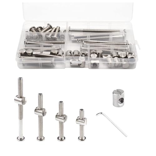 50pcs Baby Bed Crib Screws Hardware Replacement Kit- M6x40mm/ 50mm/ 60mm/ 70mm/ 80mm Hex Drive Socket Cap Screws Barrel Nuts Assortment Kit for Beds Headboards Chairs Furniture. - size: 50pcs