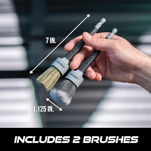 VIKING Drill Detail Brush Set for Cars, Interior and Exterior Use, 2 Pack