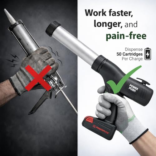 5026 Series Cordless Caulking Gun – 20V Lithium Battery Powered Electric 20oz Cartridge Dispenser, Lightweight 5.6 lbs, 850 lb Thrust, No-Drip Sealant & Adhesive Applicator - size: 20oz Sausage / 600ml, style: Cordless 20V (5000 Series)