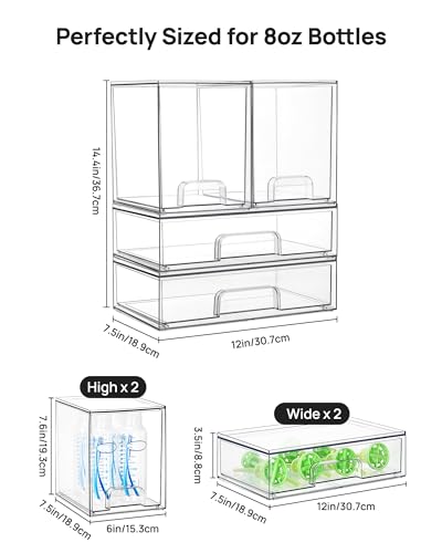 Vtopmart Clear Stackable Storage Drawers Set of 4, Baby Bottle Organizer - style: 2 High+2 Wide