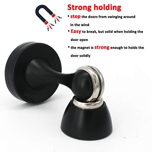 Solid Mental Magnetic Door Stop, Wall Mounted, Black - color: Black