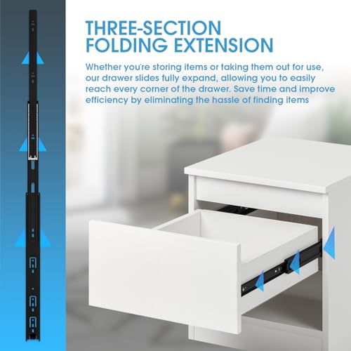 SHUHANG 5 Pair Full Extension Drawer Slides 10 12 14 16 18 20 22 24 Inch 100 lb Load Capacity Side Mount Ball Bearing Rails Cabinet Dresser Glides Wardrobe Kitchen Trash Can Slider Runners Black - size: 10 Inch, style: 5 Pair (Black)