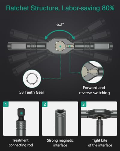 ORIA 42 in 1 Magnetic Screwdriver Set, Multi Bit Ratchet Screwdriver Set With T Handle, Portable DIY Repair Tool Kit for Electronic Repair, Furniture, Bicycle, Computer - color: Grey