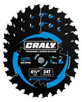 CRALY 4-1/2 Inch 24 Teeth Wood Cutting Framing Circular Saw Blade, 3/8 Inch Arbor, Carbide Tipped, Thin Kerf, Black Ice™, for Plywood, MDF, OSB, Laminated, 3-Pack(C0424FR-3) - size: 4-1/2 inch, 3/8 inch arbor, 24T*3