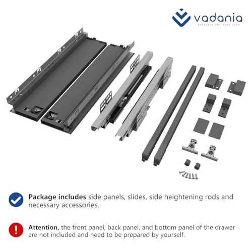 VADANIA 16" Undermount Drawer Slide Set with Side Panels - size: 16 Inch, style: Drawer System