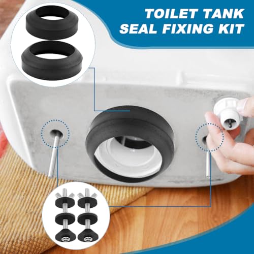 Universal Toilet Tank to Bowl Gasket & Bolts Kit, 4 Sets 5/16"x3.15" Stainless Steel Bolts, Heavy Duty Rustproof Hardware for Most 2-Inch & 3-Inch Flush Valve Toilet Tanks
