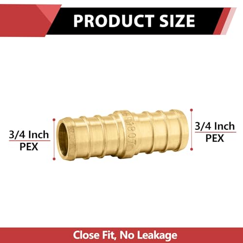 200-Pack EFIELD Pex 3/4" x 3/4"Straight Coupling Brass Crimp Fitting - size: Pack of 200, style: 3/4''x 3/4''