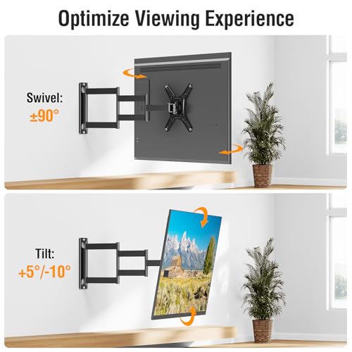 ELIVED Long Arm TV Mount for 14-42" TVs Monitors, Max VESA 200x200 - size: 5 Arms: 21.7"