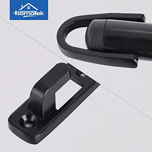 HOMOTEK Heavy Duty Latch Hook Stop Windproof,Door Holder Stopper with Sound Dampening Rubber Bumper Wall Mounted, Black, 1 Pack - color: Brushed Black, size: 1 Pack