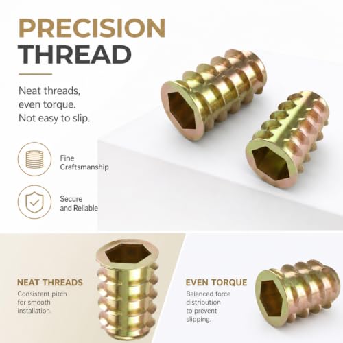 230 Pcs Threaded Inserts Nuts Assortment Tool Kit - 11 Sizes Metric M4/M5/M6/M8/M10 Hex Socket Drive Furniture Screw-in Wood Inserts Bolts Fastener