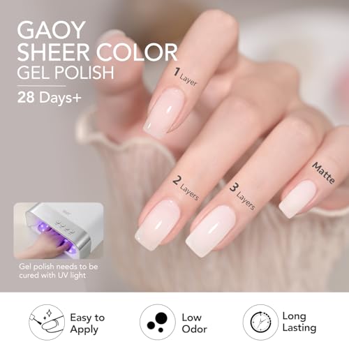 GAOY Mizzle Jelly Gel Nail Polish Set, 6 Colors Milky White Blue Purple | Buildable Color, UV Lamp Required, Long Lasting, Easy to Apply, Blooming Effect, Salon Manicure at Home - color: Mizzle