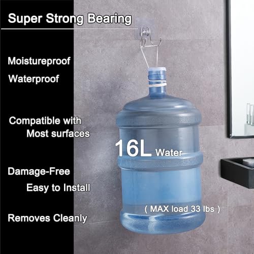 15 Pack Large Double Adhesive Wall Hooks, Damage-Free Waterproof 33 Ib Max Heavy Duty Hanging Clear Seamless Sticky Utility Hooks, Towel Coats Hats Clothes Nail Free Hangers (Twin Round Head) - color: 02 Double Large Hook