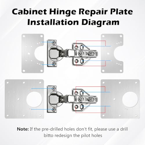 22PCS Cabinet Door Hinges, Stainless Steel Door Hinge Repair Kit Plate with Mounting Screws, Large Hinge Repair Board for Kitchen Cabinet, Cupboard Doors and Furniture
