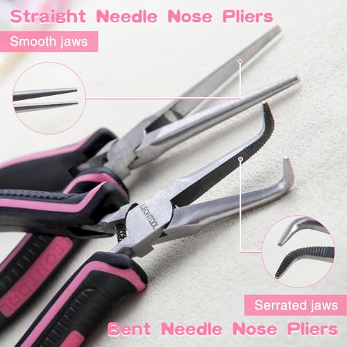 Mini Needle Nose Pliers Set - Small & Extra Long Nose Pliers for Jewelry Making, Wire Wrapping & Object Gripping with Soft Grip - style: Straight & Bent Needle Nose Plier