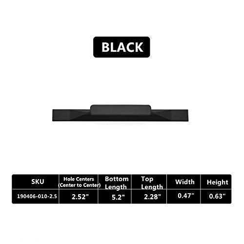 Kitchen Cabinet Pulls - Black Cabinet Handles - 5 Pack Long Cabinet Hardware for Drawers Dresser Furniture Pulls (2.5 inches Hole Center- 5.2 inches Length) - size: 2.5 inches Hole Center - 5.2 inches Length