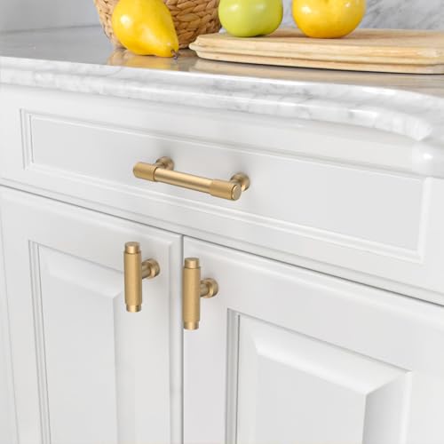 Amerdeco 10 Pack Champagne Bronze Knurled Cabinet Pulls 3 Inch(76mm) Hole Center Kitchen Cabinet Handles Drawer Pulls Cabinet Hardware ZH034 - color: Champagne Bronze, size: 3"/76MM Hole Center