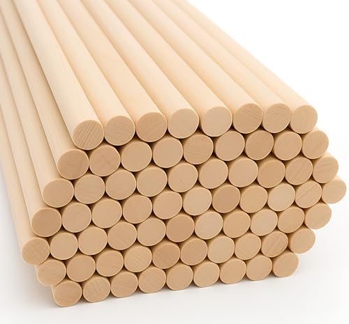ALBO 1/4" x 12" Wooden Dowel Rods – Round Wood Sticks for Crafts, DIY Projects, Woodworking, Furniture Repair, School & Hobby Use, 100PCS - size: 1/4" x 12" 100 Pcs