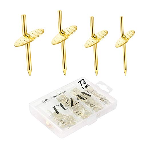 72 pcs Picture Hangers with 10-60lbs, 4 Different Size Picture Hangers, Iron Alloy Nail Hooks, Plaster Picture Hanging Kit on Wooden/Drywall Hanging Hardware for Clock, Mirror, Jewelry - size: 10-60LBS