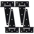 8 Inch T-Strap Gate Hinges, Shed Barn Door Hinges Heavy Duty, Black Tee Hinges for Wooden Fences, Yard Gate, Wrought Hardware Iron Rustproof (4 Pack/Set) - size: 8 Inch