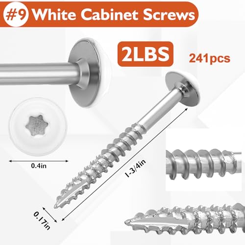 Frienda 2 Pound White Cabinet Screws Bulk #9x1-3/4'' Approx. 241 Pcs - color: Silver, size: #9x1-3/4 Inch