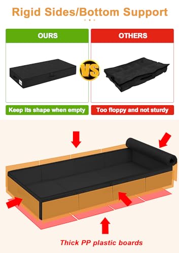 punemi 4.5 in Tall Low Profile Under Bed Storage Containers, 2 Pack, Black - color: Black, size: 2 Pack-4.5 inch Tall-Structured