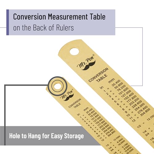 Mr. Pen- Metal Straight Edge Ruler, 2 Pack, 6" and 12", Gold - color: Gold, size: 6, 12 inch