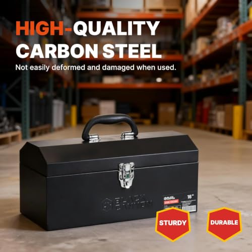 Black Canyon Tool Box,Portable & Padlockable, Sturdy & Durable toolbox, Ideal for Trailer, Mechanic, DIY-ers, Car, Workshops, Garages, Repair Shops (16 IN) - size: 16 IN/MTL