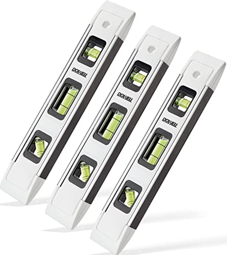 DOWELL 9 Inch Magnetic Spirit Level, Leveler Tool, 3-Pack, White - color: 3pcs-white