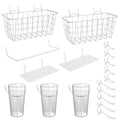 Pegboard Organizer Accessories, 18 Pack Baskets Cups Hooks (White+Clear) - color: White+Clear