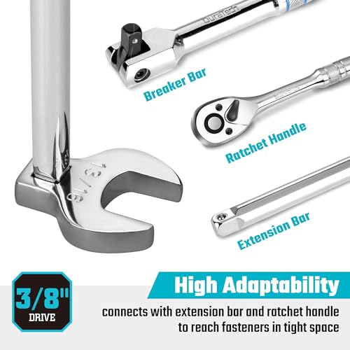 DURATECH 10-Piece 3/8" Drive Crowfoot Wrench Set, SAE, 3/8"-1" - size: SAE, style: Regular