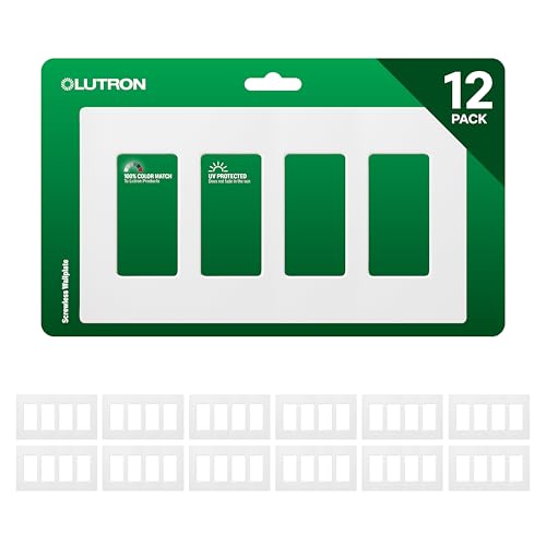 Lutron Claro Light Switch Cover Plate, 4 Gang Wallplate, Rocker Light Switch Cover, Screwless Plate For Outlets, Gloss, CW-4-WH-12, White, 12 Pack - color: White, size: 12 Pack